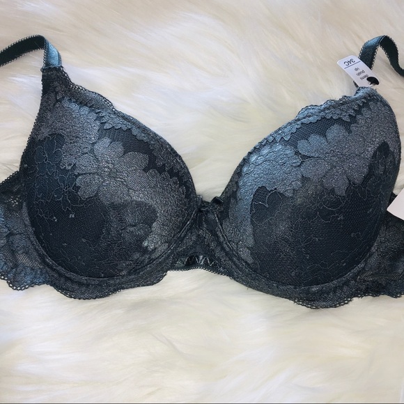 🆕 Rene Rofe Sophie B. Gray Lace Bra 34C - Picture 1 of 6